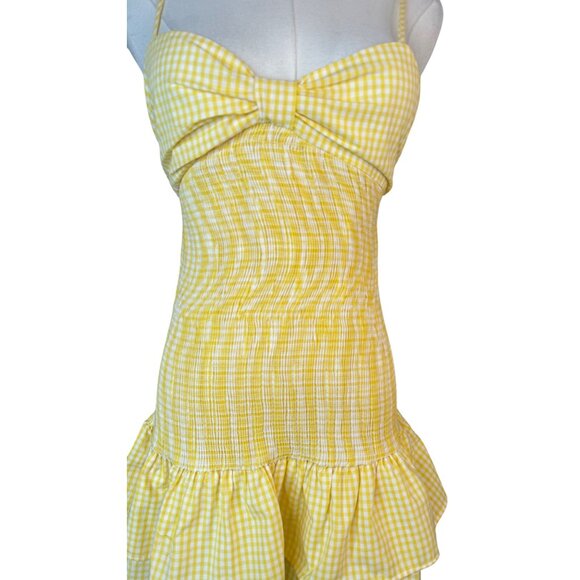 Zara Yellow Gingham Mini Dress - Picture 6 of 14